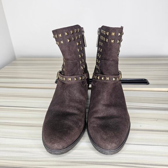 Lauren Ralph Lauren Brown Shaelynn Studded Suede Ankle Boots Size 8 - Picture 4 of 11